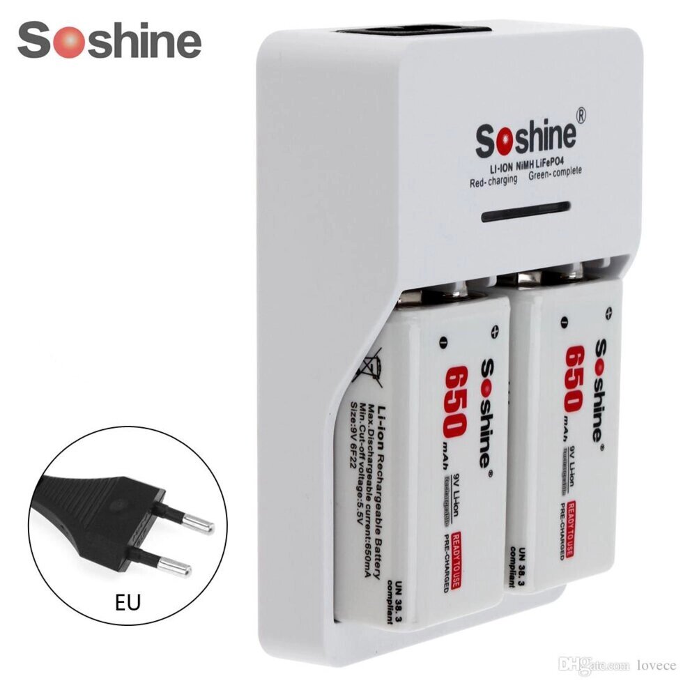 Зарядное устройство Soshine SC-V1 +  2 аккумулятора 7,4V 6F22 650 mАh (35) от компании ИП "Томирис" - фото 1