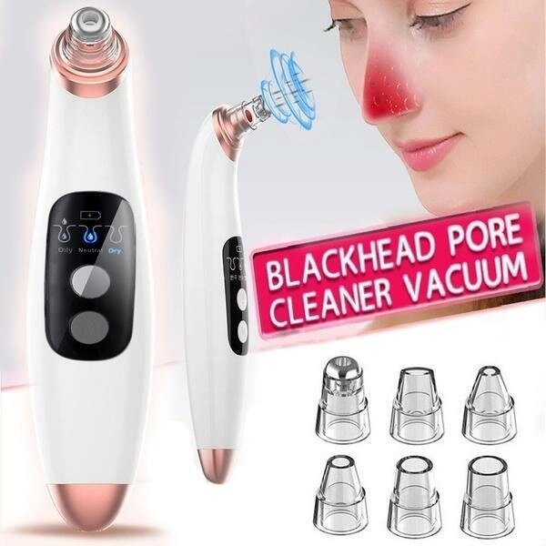 Аппарат для чистки лица вакуумный беспроводной Blackhead Remover с USB-зарядкой + 6 насадок от компании Интернет-магазин Starshop. kz - фото 1