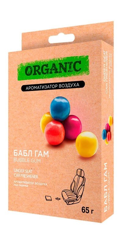 Ароматизатор гелевый под сидение автомобиля, для дома и офиса ORGANIC (Бабл Гам) от компании Интернет-магазин Starshop. kz - фото 1