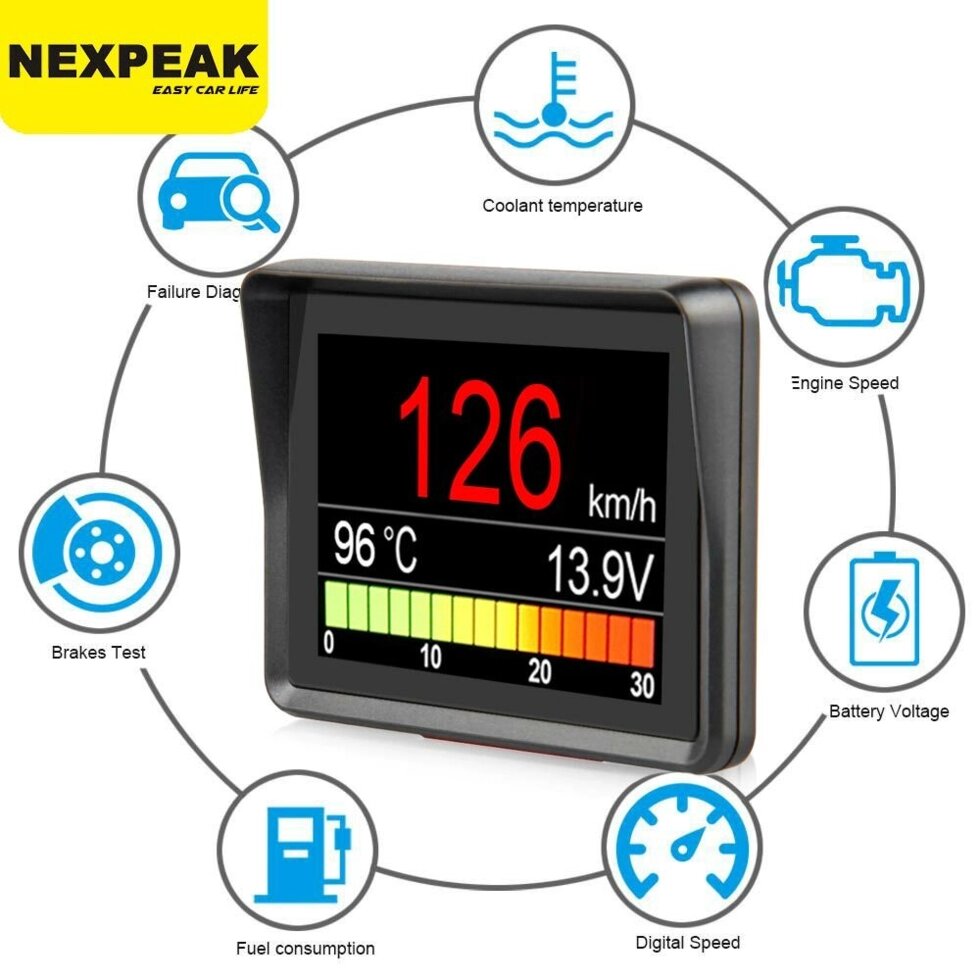 Бортовой компьютер-автосканер NEXPEAK A203 OBD2 {цветной экран, чтение/стирание ошибок из ЭБУ} от компании Интернет-магазин Starshop. kz - фото 1