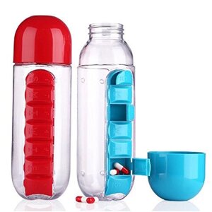 Бутылка 700мл с недельным органайзером для таблеток и витаминов Pill Vitamin Water Bottle (Красный)