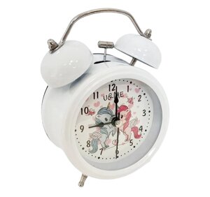 Часы-будильник с подсветкой в винтажном стиле «Double Bell»Белый)