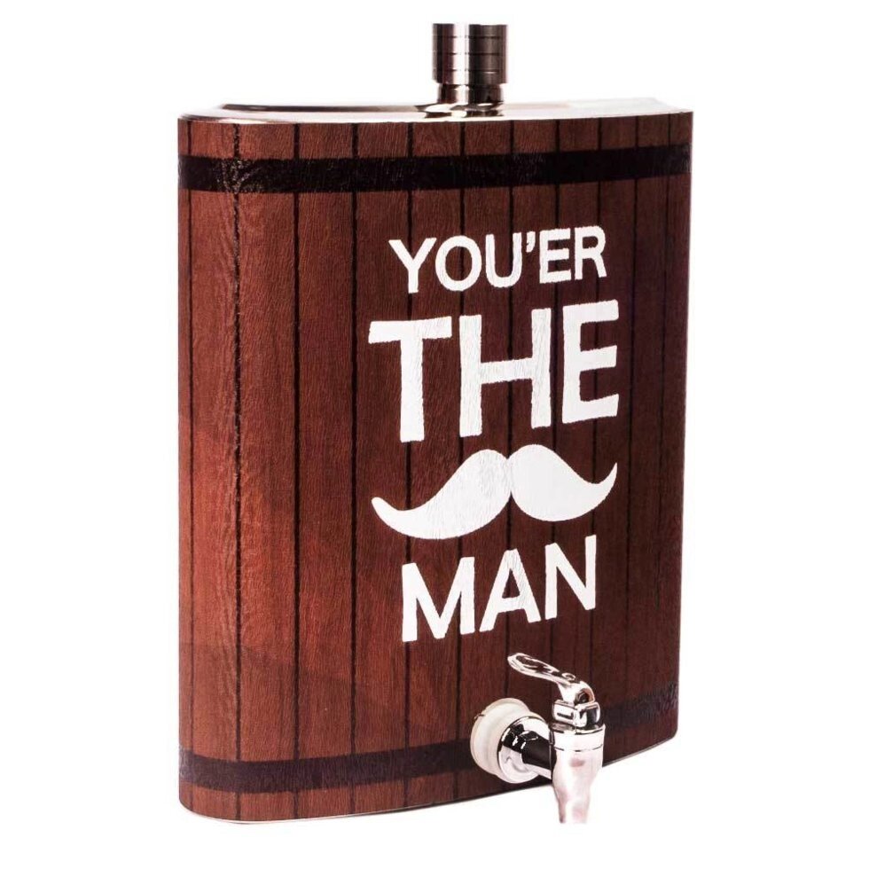 Фляжка-диспенсер подарочная GT GUONAI Stainless Steel Hip Flask 128 oz A [3,8 л] (You are Man (темно-коричневая)) от компании Интернет-магазин Starshop. kz - фото 1