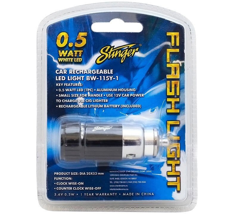 Фонарик суперкомпактный автомобильный светодиодный Stinger LED LIGHT BW-115Y-1 с зарядкой от прикуривателя от компании Интернет-магазин Starshop. kz - фото 1