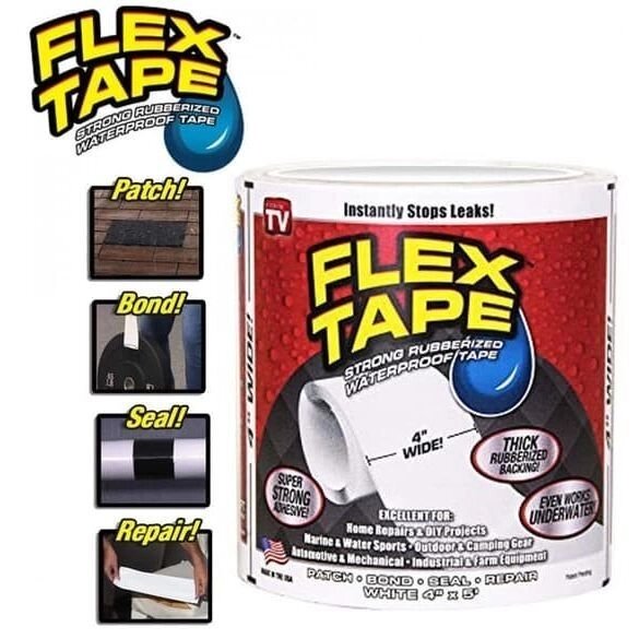 Изоляционная лента белая сверхсильная FLEX TAPE WHITE термо и водостойкая (Jumbo) от компании Интернет-магазин Starshop. kz - фото 1