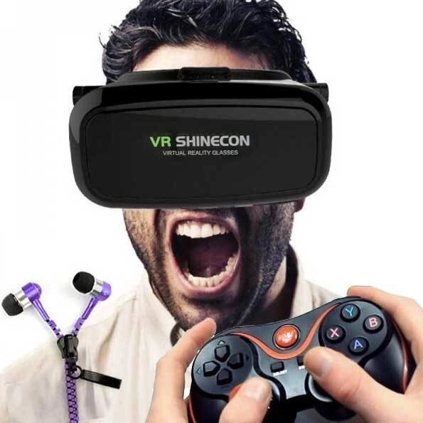 Комплект для игр в виртуальной реальности VR SHINECON 360° + bluetooth-геймпад + наушники-молния от компании Интернет-магазин Starshop. kz - фото 1