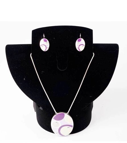 Комплект кулон и серьги Kuku Fashion Circles (Фиолетовый)