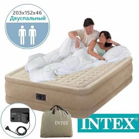 Кровать двуспальная ортопедическая INTEX Comfort-Plush DELUXE 64428 надувная с электронасосом от компании Интернет-магазин Starshop. kz - фото 1