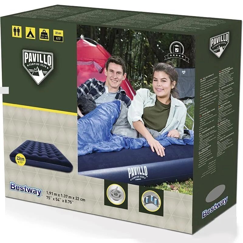 Матрас надувной для кемпинга Bestway PAVILLO Horizon Airbed с флоковым покрытием (67002, 137х191х22 см) от компании Интернет-магазин Starshop. kz - фото 1