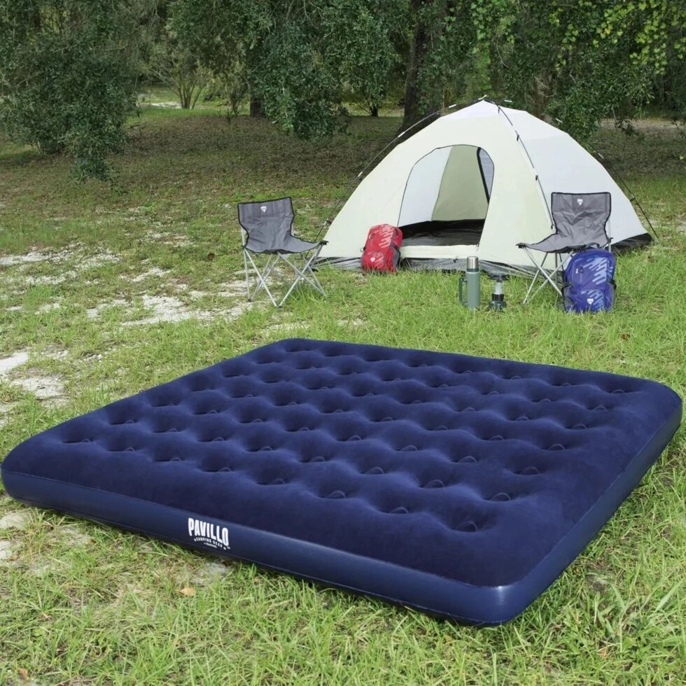 Матрас надувной для кемпинга Bestway PAVILLO Horizon Airbed с флоковым покрытием (67004, 183х203х22 см) от компании Интернет-магазин Starshop. kz - фото 1