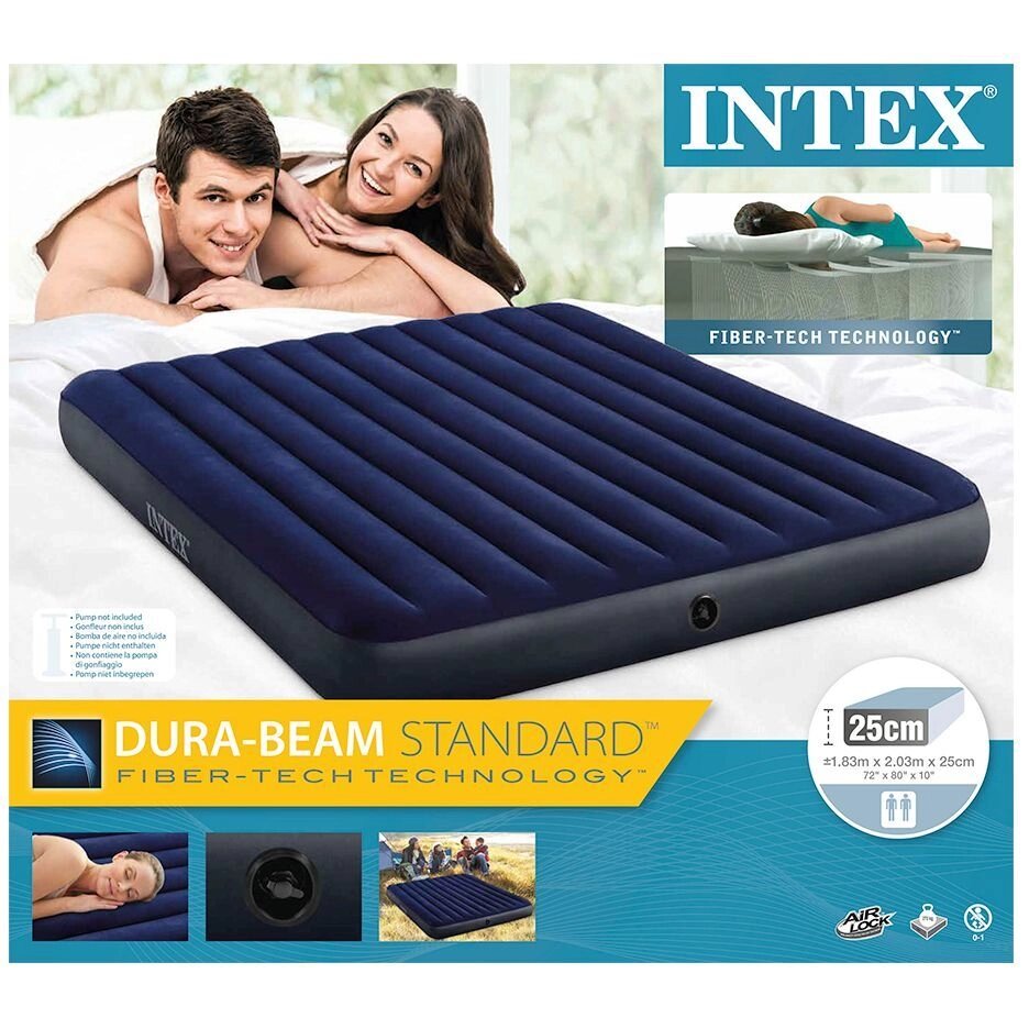 Матрас надувной INTEX Classic Downy Airbed (64755, 183х203х25 см) от компании Интернет-магазин Starshop. kz - фото 1