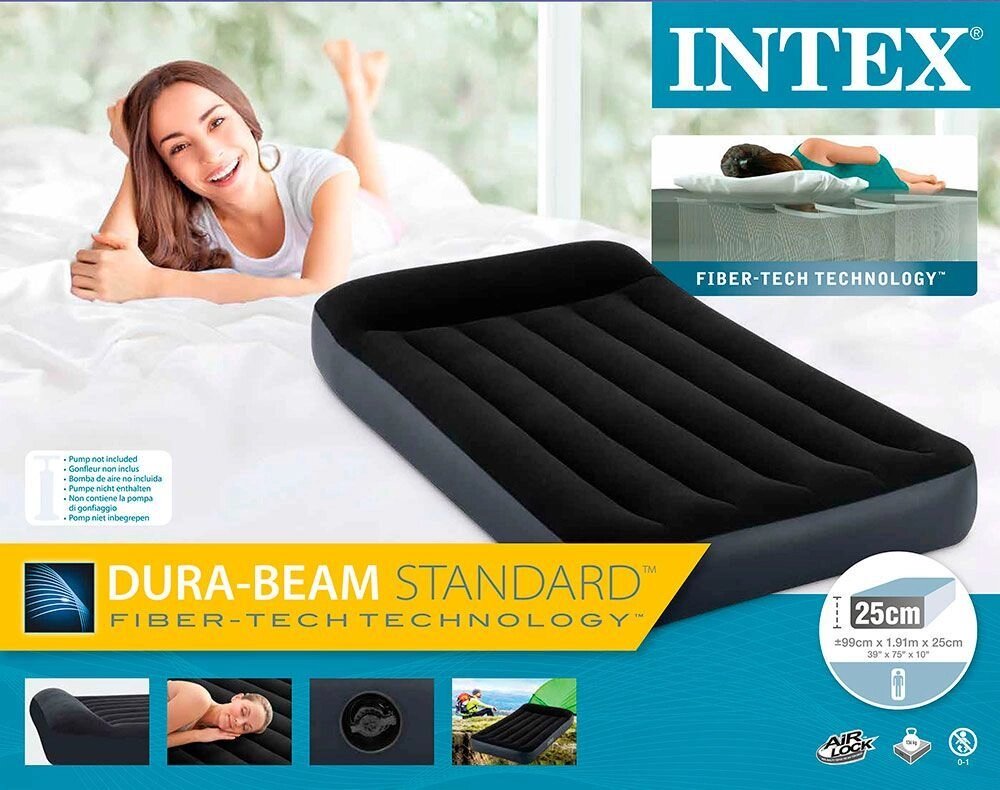 Матрас надувной с подголовником INTEX Pillow Rest Classic Airbed (64141, 99х191х25 см) от компании Интернет-магазин Starshop. kz - фото 1