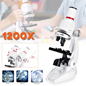 Микроскоп детский с подсветкой и держателем для смартфона [увеличение до 1200х] с набором аксессуаров Microscope C2156