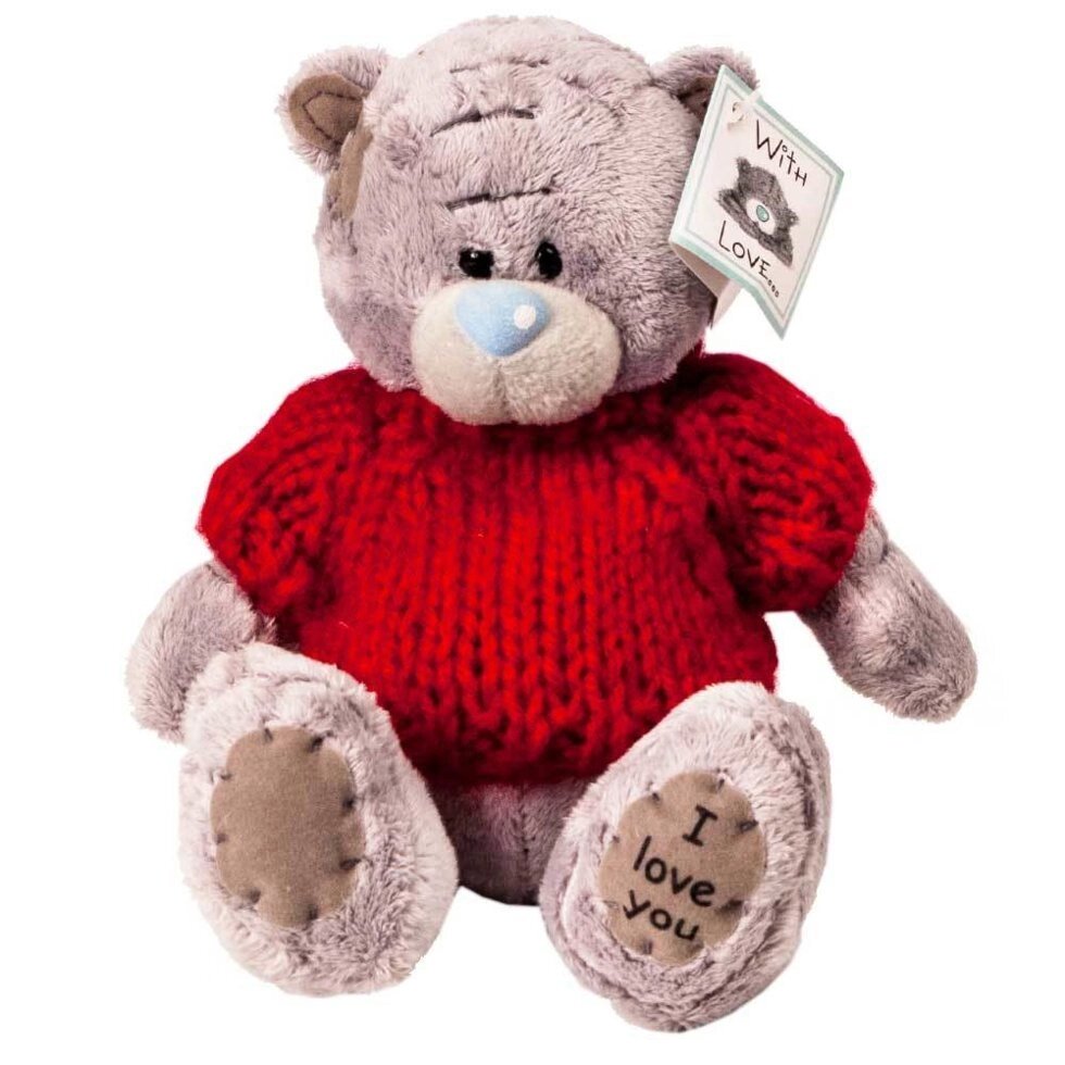 Мягкая игрушка медвежонок Teddy в красной кофточке «I love you» от компании Интернет-магазин Starshop. kz - фото 1