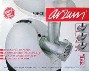 Мясорубка электрическая Arzum FIERCE AR-173 {1500W, Турция} с комплектом насадок