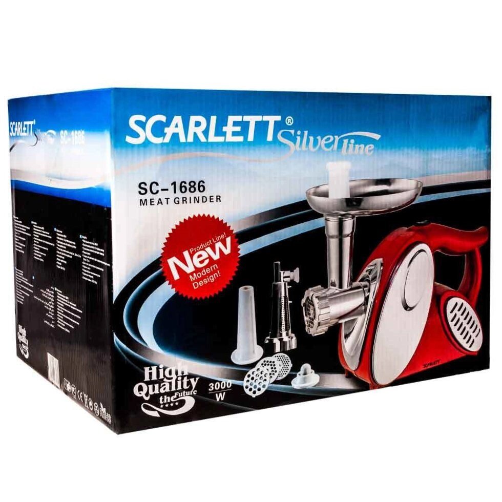 Мясорубка электрическая высокопроизводительная SCARLETT SC-1686 [3000 Вт] от компании Интернет-магазин Starshop. kz - фото 1