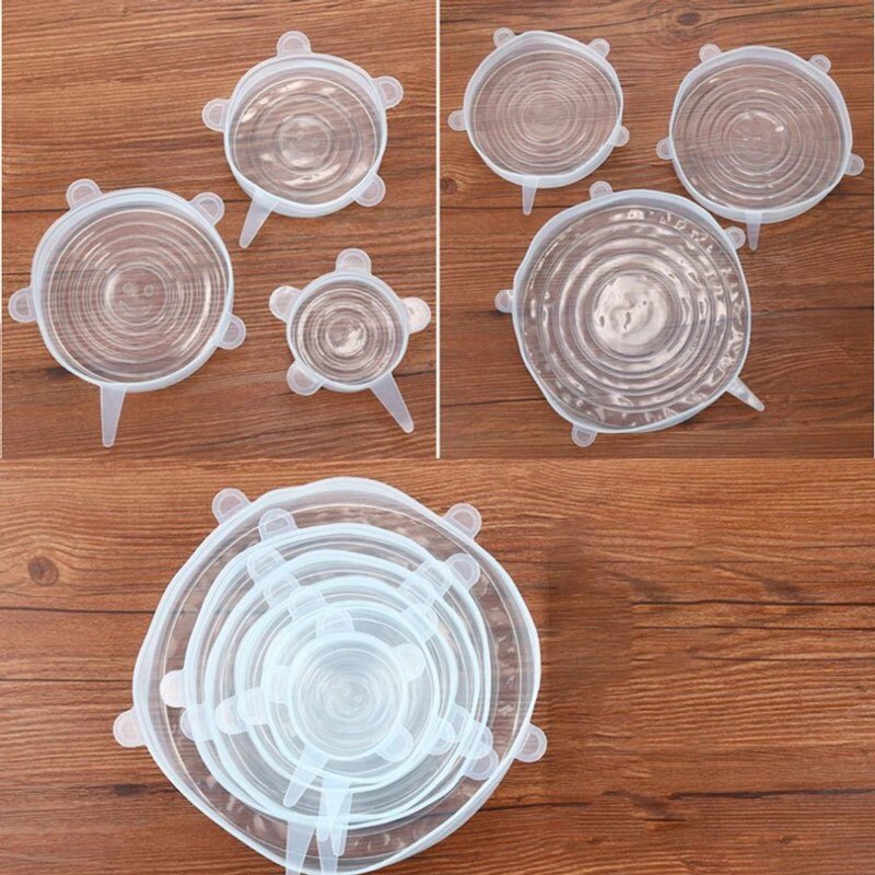 Набор из 6 силиконовых многоразовых натяжных крышек для посуды Silicone Sealing Lids от компании Интернет-магазин Starshop. kz - фото 1