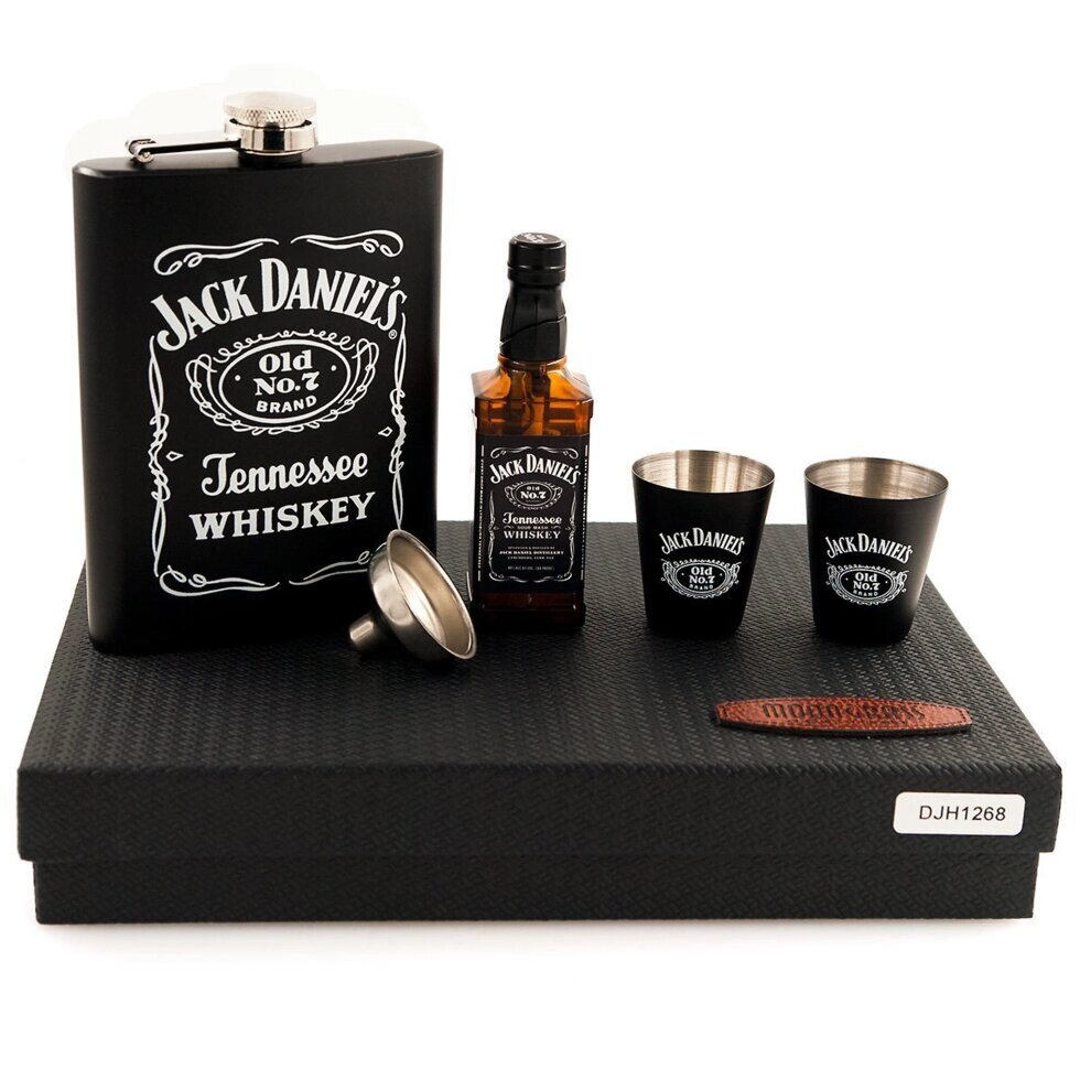 Набор подарочный для виски с фляжкой и стопками «Whiskey Brands» (Jack Daniel's Black) от компании Интернет-магазин Starshop. kz - фото 1