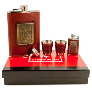 Набор подарочный для виски с фляжкой и стопками «Whiskey Brands»Jack Daniel's Red)