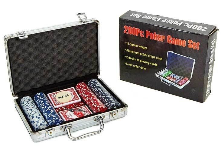 Набор в алюминиевом кейсе для игры в покер Poker Game Set Casino Size Chip (200 фишек) от компании Интернет-магазин Starshop. kz - фото 1