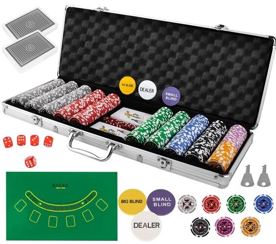 Набор в алюминиевом кейсе для игры в покер Poker Game Set Casino Size Chip (500 фишек без номинала) от компании Интернет-магазин Starshop. kz - фото 1