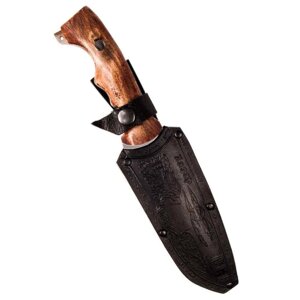 Нож охотничий «КИЗЛЯР» с гравировкой и ножнами из тисненной кожи
