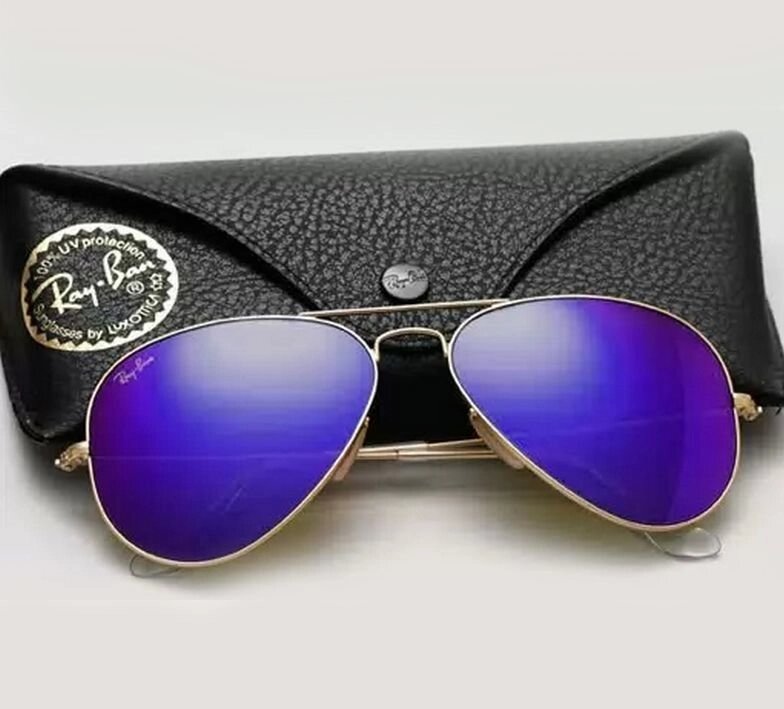 Очки солнцезащитные Aviator Ray-Ban (Серебристая оправа/Темно-синие зеркальные линзы) от компании Интернет-магазин Starshop. kz - фото 1