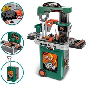 Игровой набор инструментов с чемоданом-верстаком-тележкой 3 в 1 Deluxe Tool Set