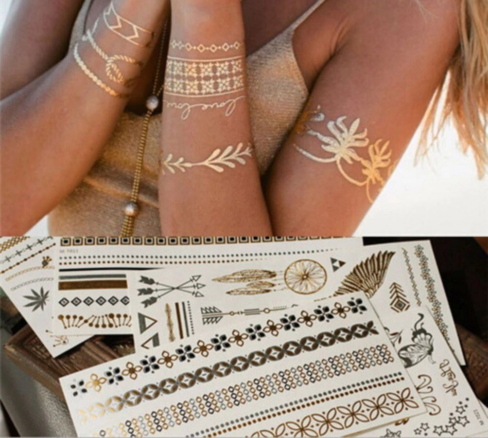 Набор временных флэш татуировок Shimmer Jewelry [70 шт. - Казахстан