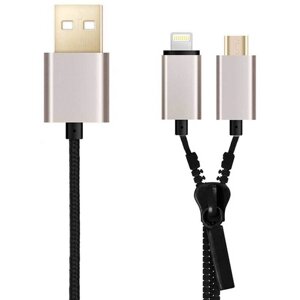 USB-кабель универсальный для зарядки и передачи данных Lightning+microUSB ZIPPER