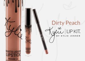 Жидкая матовая помада + карандаш KYLIE Lip Kit от Кайли Дженнер (Dirty Рeach)