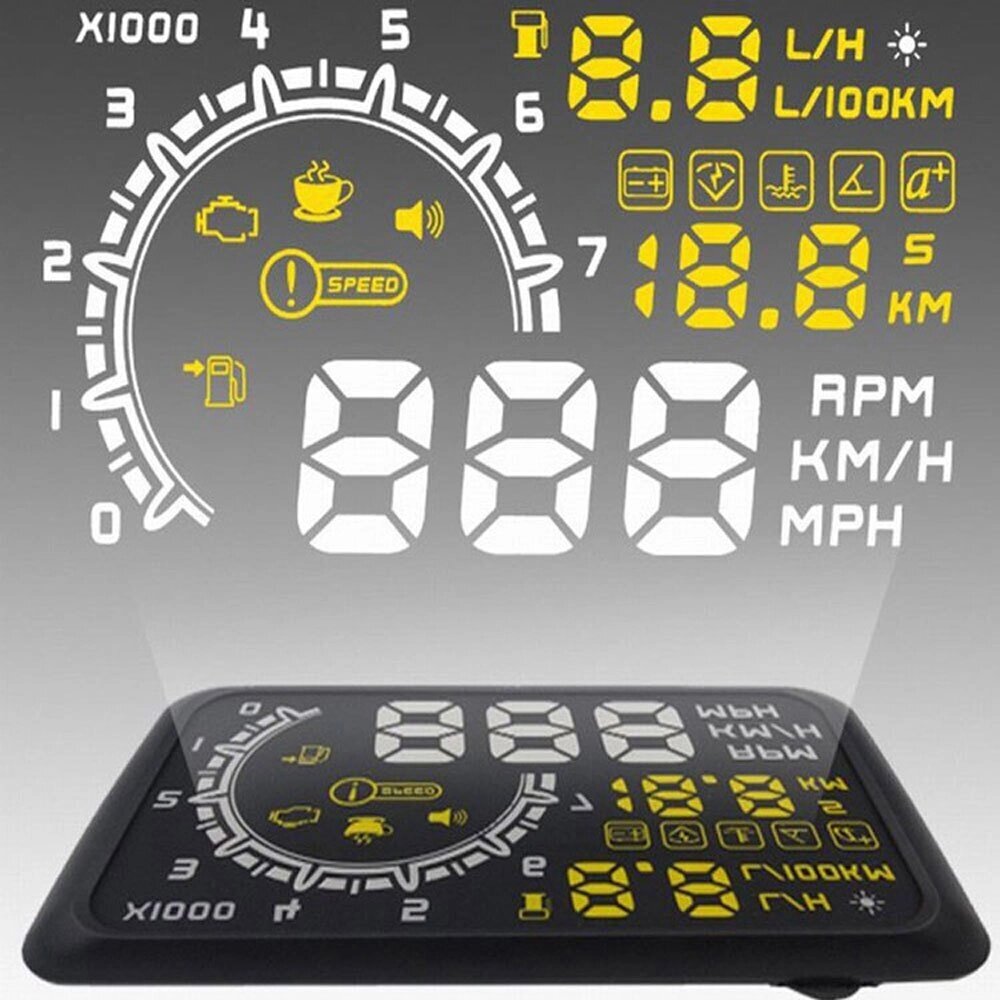 Проектор приборной панели на лобовое стекло ActiSafety Head-Up Display (Белый+Желтый) от компании Интернет-магазин Starshop. kz - фото 1