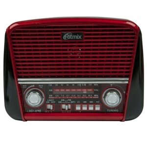 Радиоприемник в стиле ретро с фонариком Ritmix RPR-050 {FM, USB, microSD, AUX, MP3, WMA}Красный)