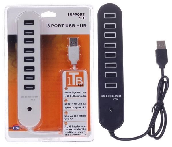 Разветвитель USB HUB на 8 портов 2.0 с разъемом для подключения доп. питания от компании Интернет-магазин Starshop. kz - фото 1