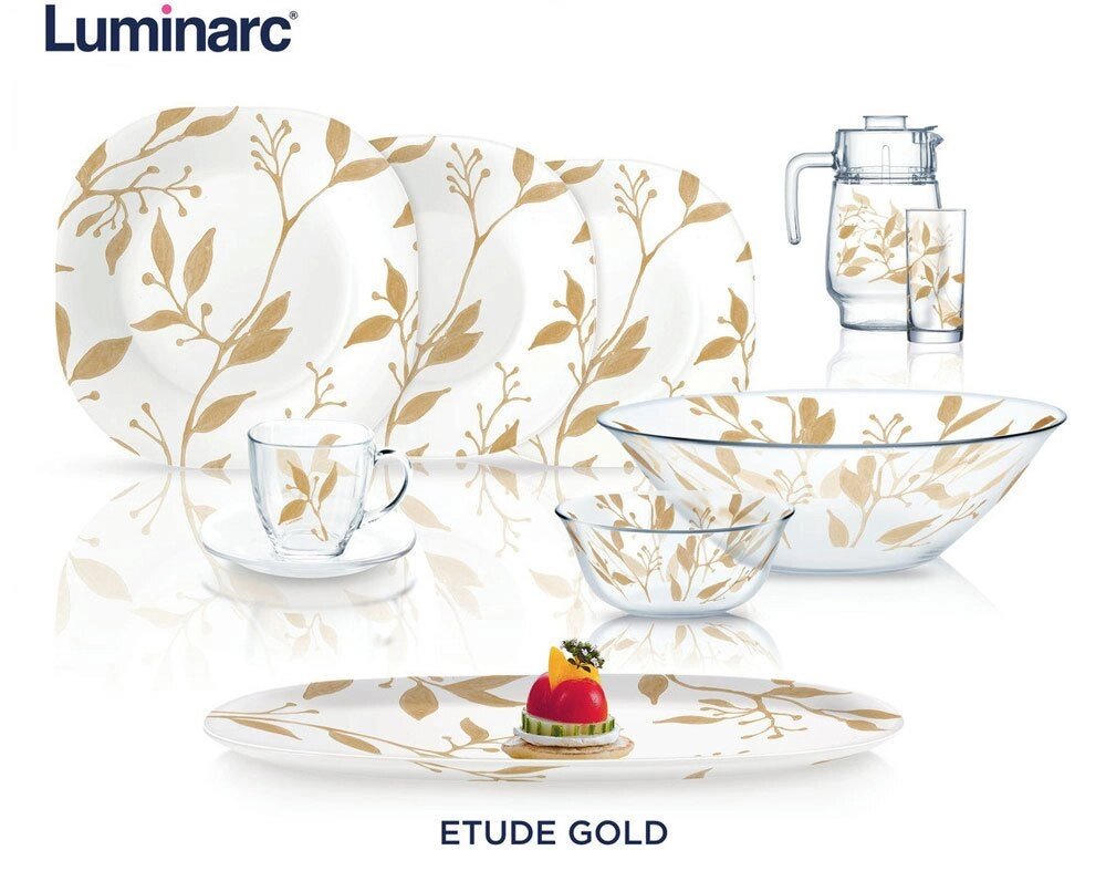 Сервиз столовый Luminarc Etude Gold на 12 персон (69 предметов) от компании Интернет-магазин Starshop. kz - фото 1