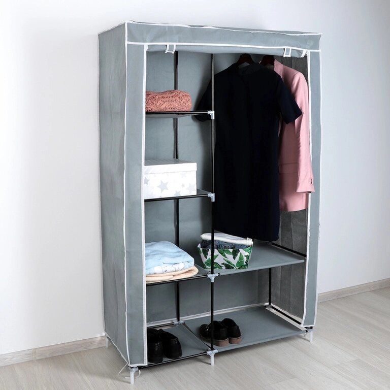 Шкаф-кофр двухсекционный тканевый HCX Storage Wardrobe 8890 с быстросборным каркасом (Серый) от компании Интернет-магазин Starshop. kz - фото 1