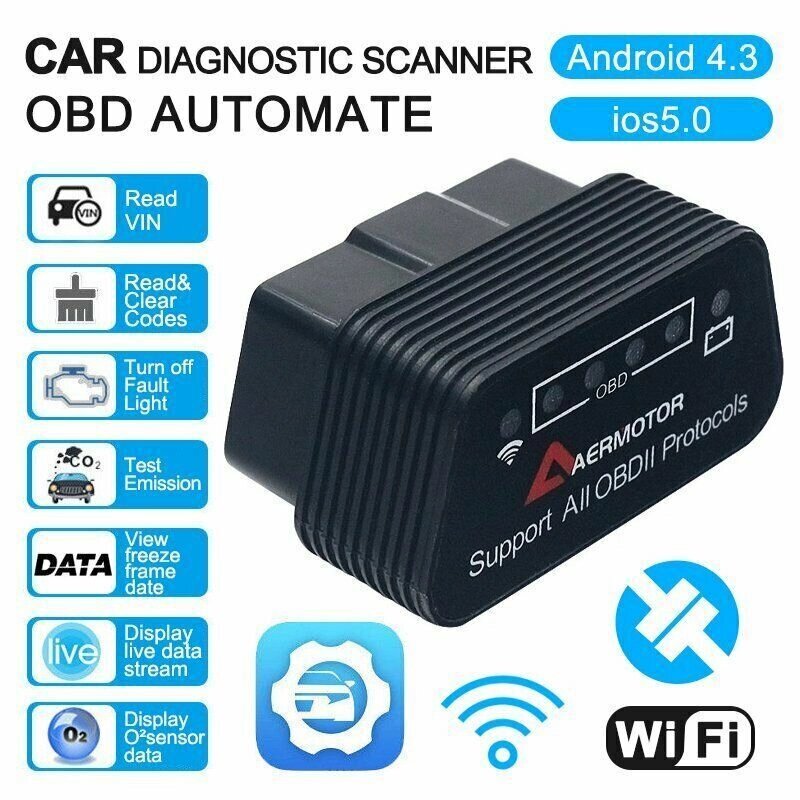 Сканер диагностический AERMotor v1.5 с поддержкой всех протоколов OBD2 (Wi-Fi) от компании Интернет-магазин Starshop. kz - фото 1