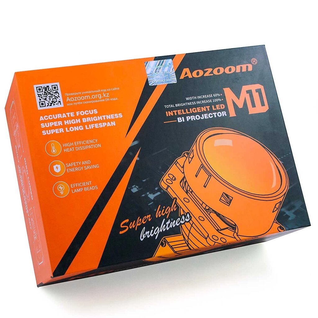 Светодиодные модули Bi-LED в фары AOZOOM M11 Black {Оригинал, 3", 2 чипа, 2 отражателя} от компании Интернет-магазин Starshop. kz - фото 1