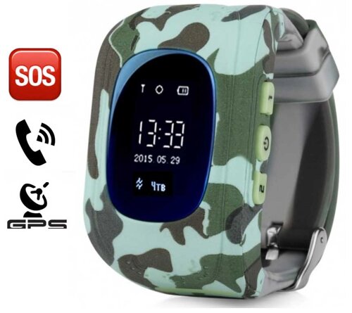 Умные часы для детей с GPS-трекером Smart Baby Watch Q50 (Зеленый камуфляж)