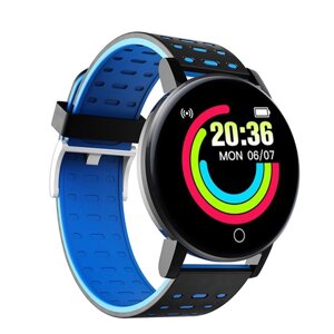 Умные часы-фитнес браслет FitPro MAX 119+Bluetooth, Android, iOS, IP67, датчик пульса и давления}Голубой)