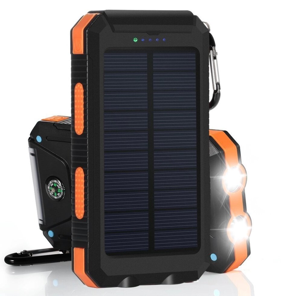 Внешний аккумулятор водонепроницаемый Powerbank Solar Charger на солнечных батареях 3 в 1 [20000 мАч; компас; 2 от компании Интернет-магазин Starshop. kz - фото 1