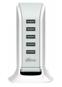 Зарядное устройство сетевое Ritmix RM-5055AC [5 USB] (Белый) от компании Интернет-магазин Starshop. kz - фото 1