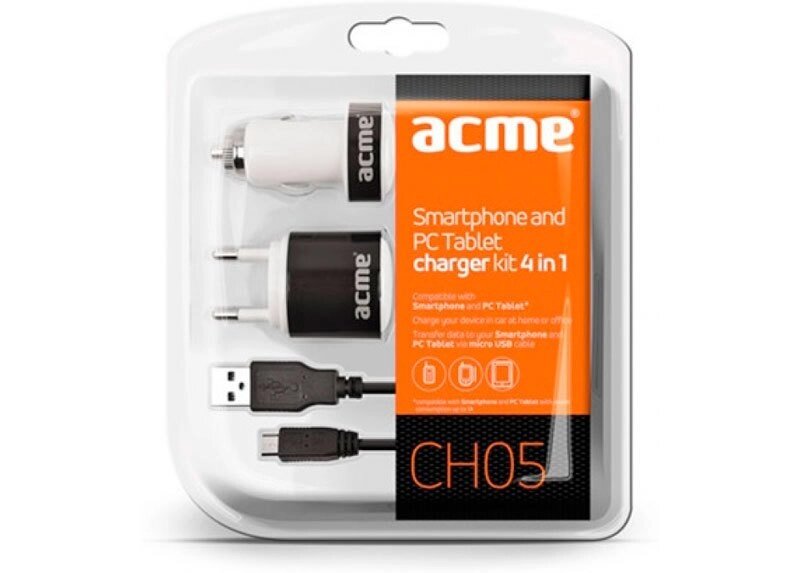 Зарядное устройство универсальное для мобильной электроники ACME CH04 (USB-microUSB) от компании Интернет-магазин Starshop. kz - фото 1