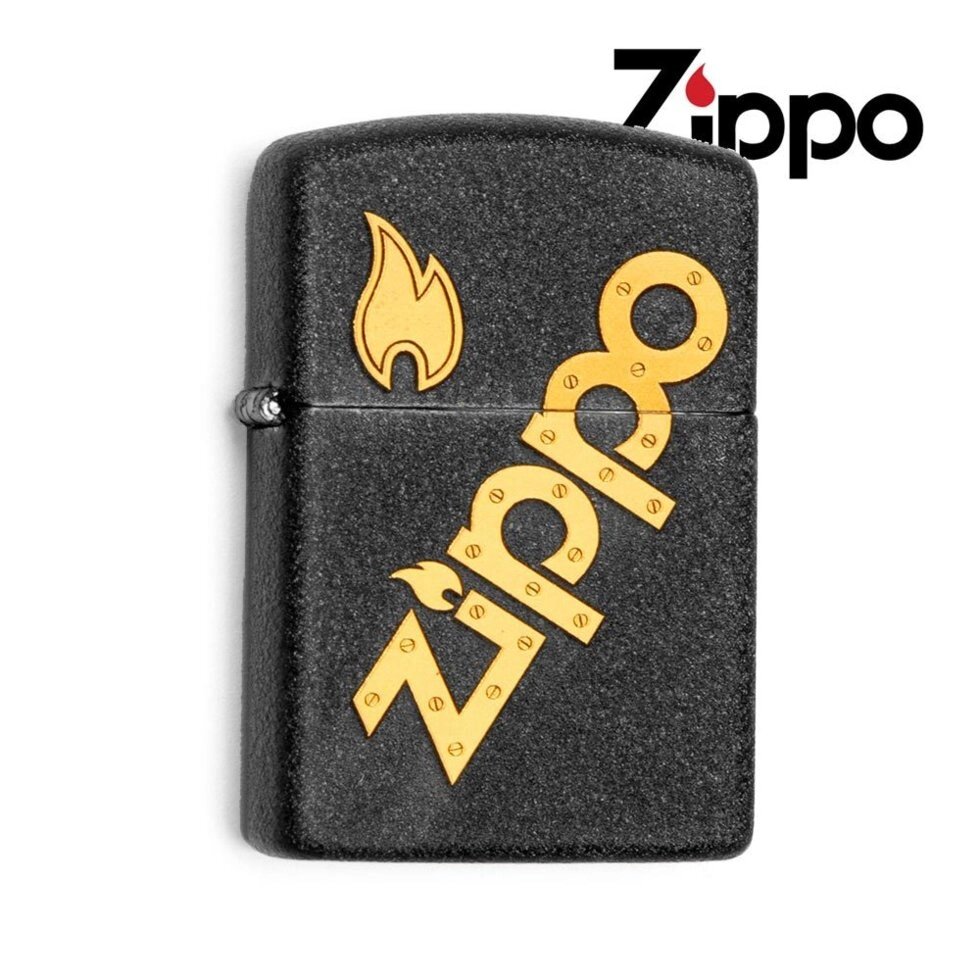 Зажигалка бензиновая ZIPPO (Большой логотип на черном) от компании Интернет-магазин Starshop. kz - фото 1