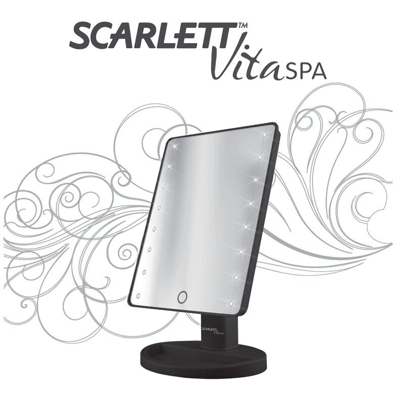 Зеркало косметическое с подсветкой Scarlett Vita Spa SC-MM308L05 (Черный) от компании Интернет-магазин Starshop. kz - фото 1