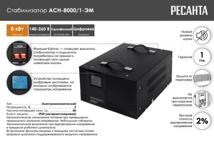 Стабилизатор напряжения РЕСАНТА АСН-8000/1-ЭМ