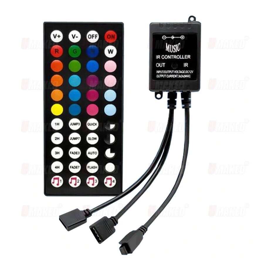 44-клавишный музыкальный контроллер на 2 выхода для RGB ленты от компании Alexel - фото 1