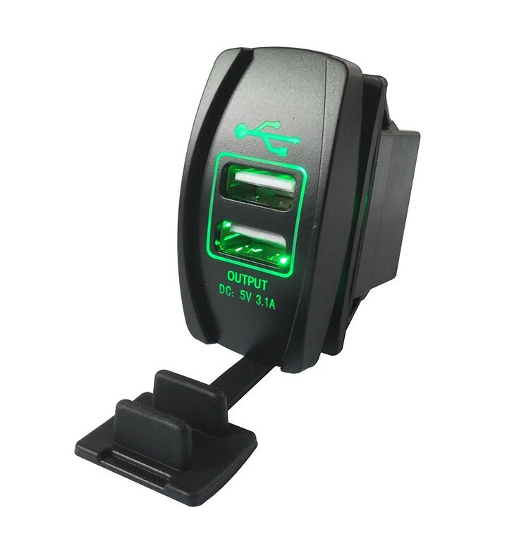 Автокнопка  USB зарядное устройство зеленый от компании Alexel - фото 2