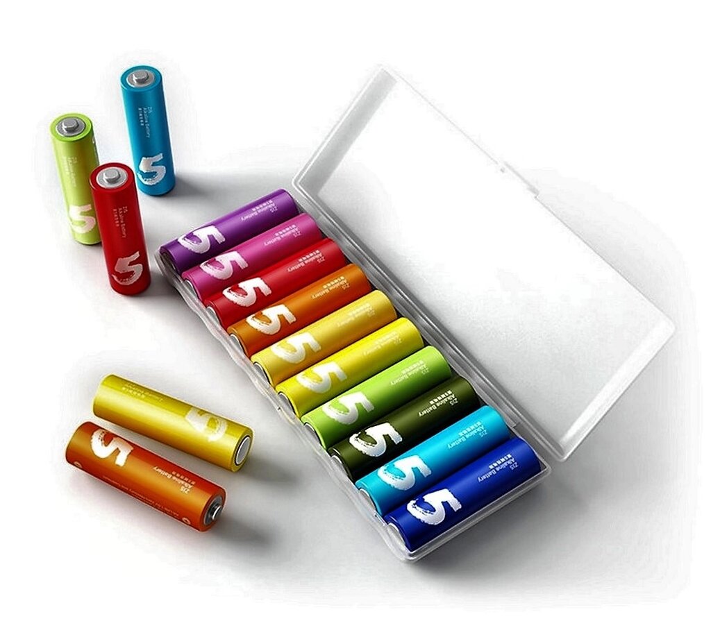 Батарейки Xiaomi  ZMI Rainbow 5 AA NQD4000RT (AA501), 1.5V 10 шт упаковка Пластиковый бокс от компании Alexel - фото 1