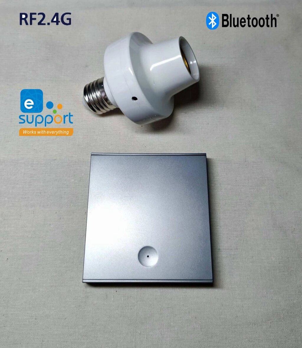 Беспроводной выключатель серый и адаптер переходник для лампы eWeLink от компании Alexel - фото 1